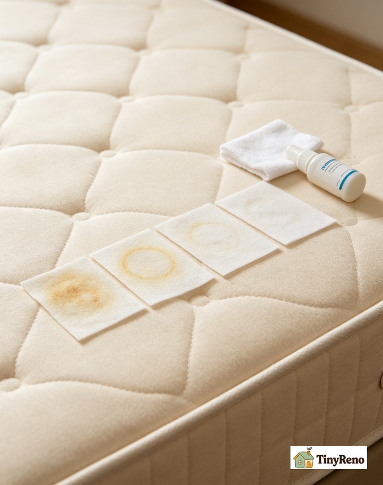 A four-method comparison showing stain lightening results before and after each renter-safe cleaning method